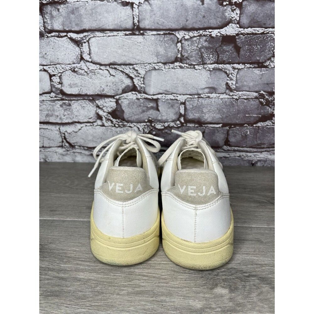 L27 Veja V-12 White Leather Beige Low Top Lace Up Sneakers Women’s Sz 9M US/40EU - Picture 4 of 16
